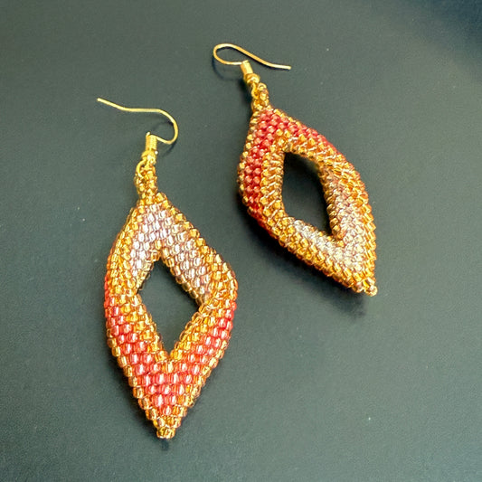 Setia Silver & Rose Gold Handmade Beaded Leaf Earrings