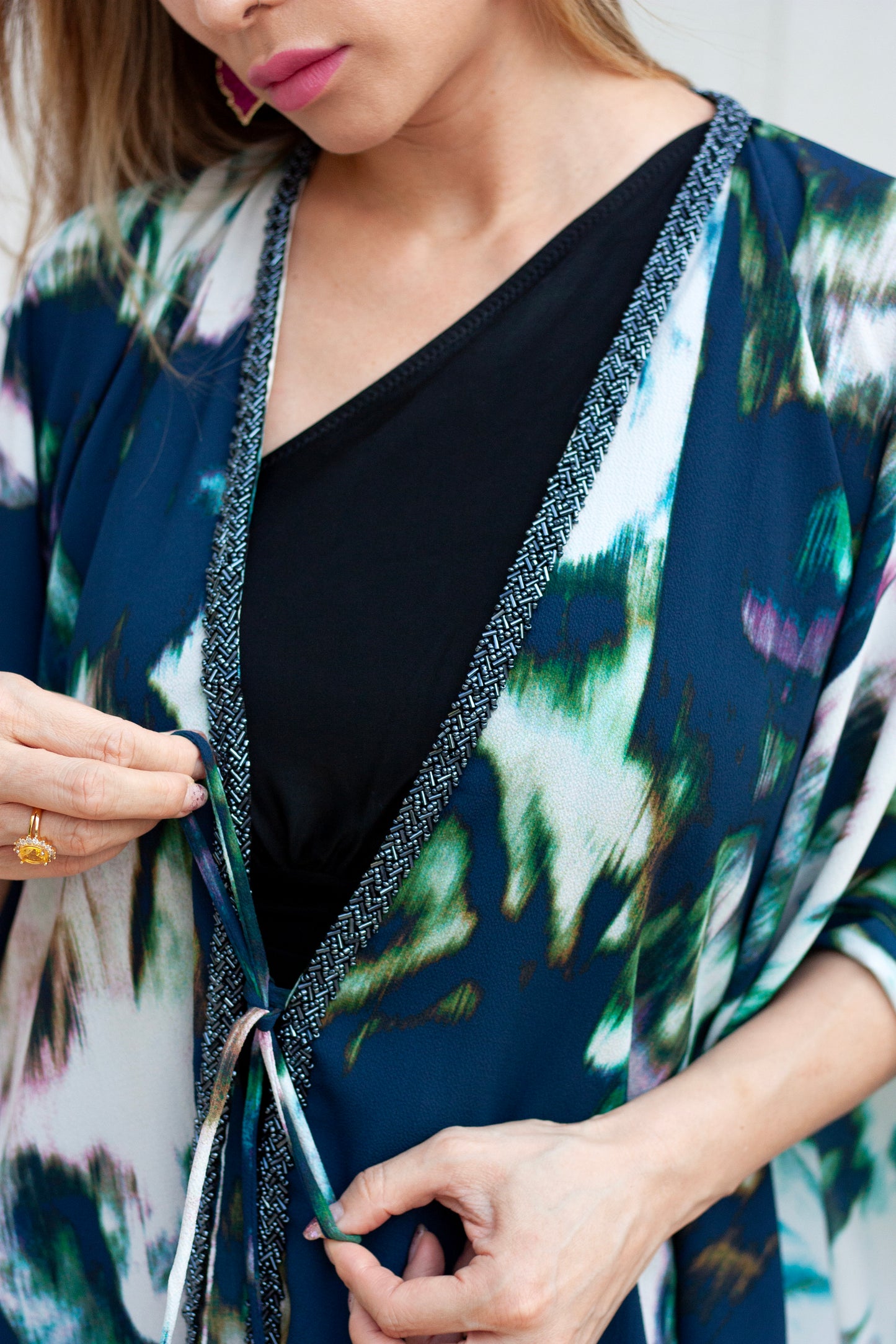 Luxury contemporary women's beach kaftan, modern resort wear made sustainably in Bali for women looking for best beach kaftans in Dubai