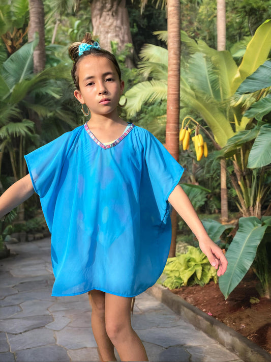 Anisa girls' swimsuit cover-up in blue, perfect for seaside escapades in Dubai