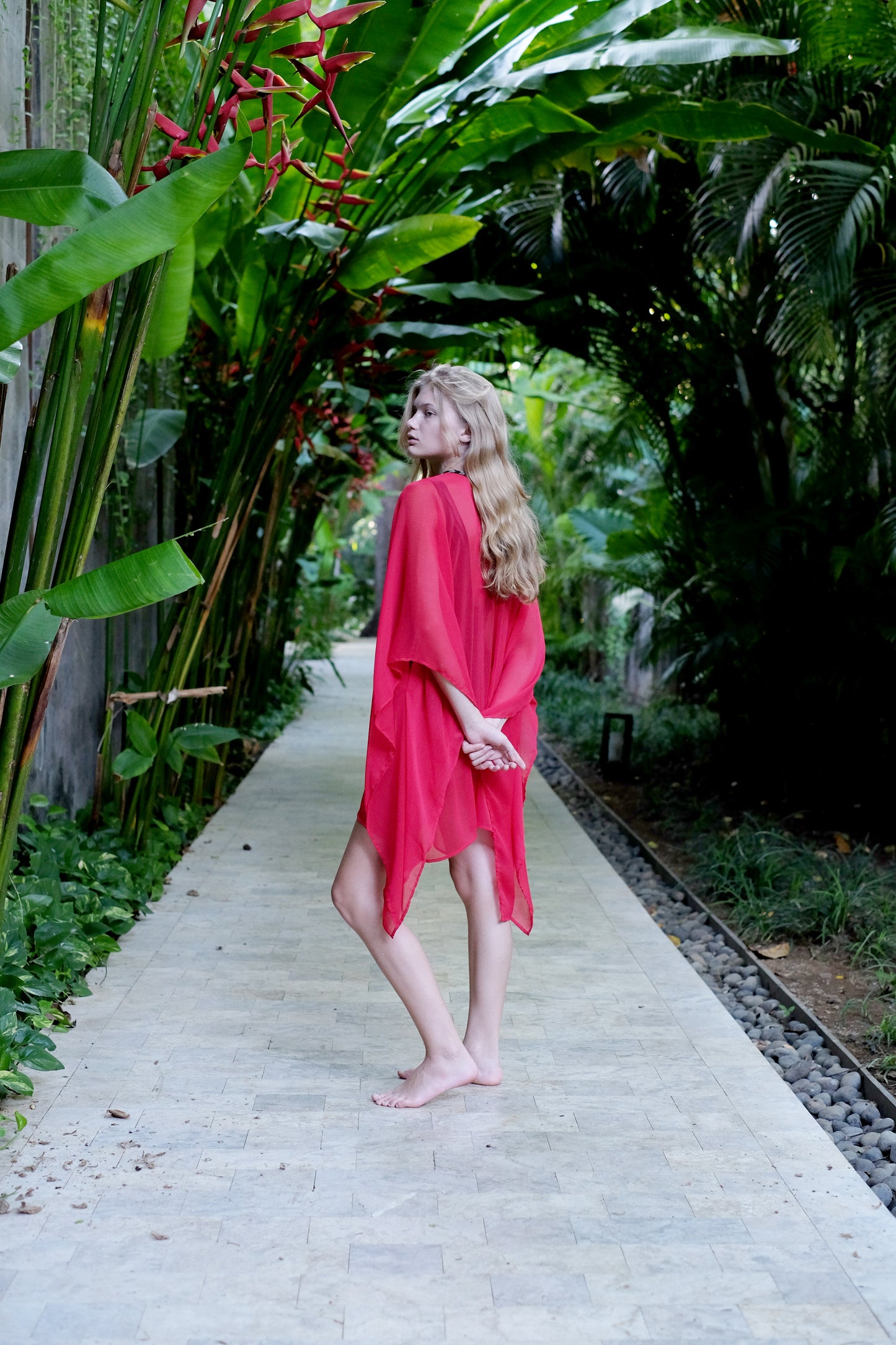 Sophisticated red beach kaftan cover-up for beach vacations and resort styling, perfect for women looking for best beach kaftans in dubai