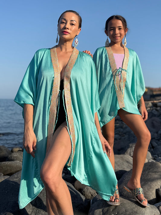 Lara women’s mint beach kaftan chiffon cover-up sustainable resort wear Dubai