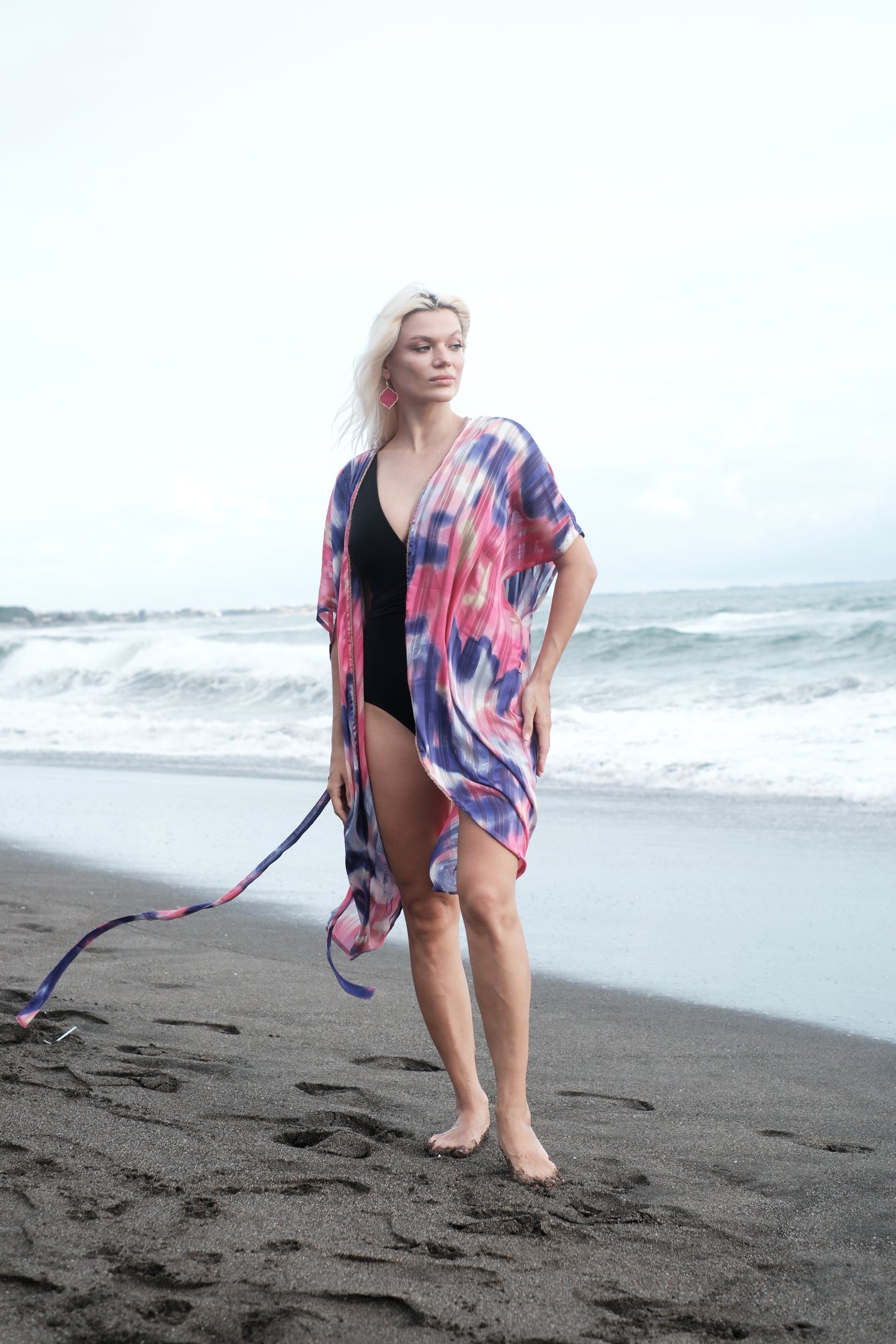 Elea multiway kimono kaftan in Pink Amethyst – handcrafted beachwear for women in Dubai