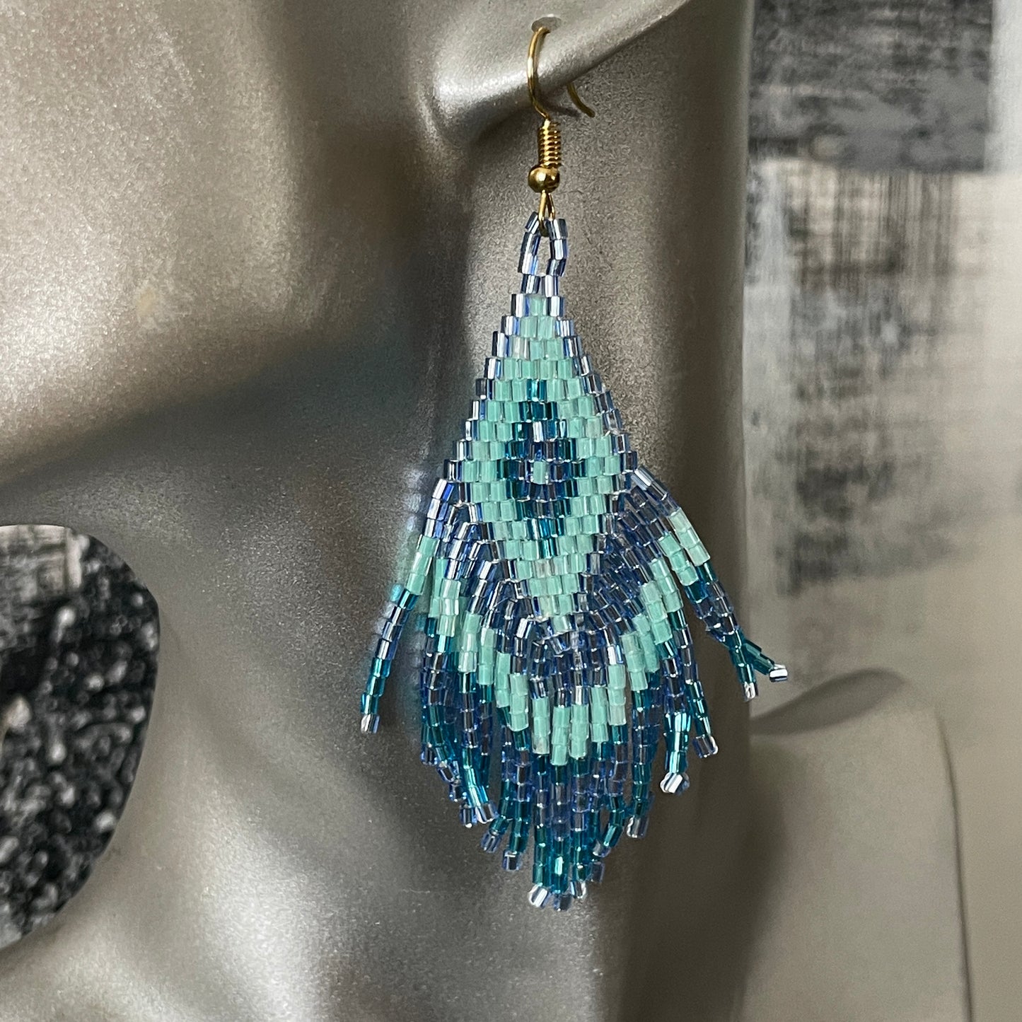 Artisan-made purple and green midi beaded earrings for women – boho Bali jewelry Dubai