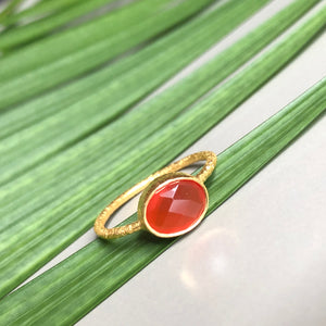 Nadira orange carnelian gold plated ring