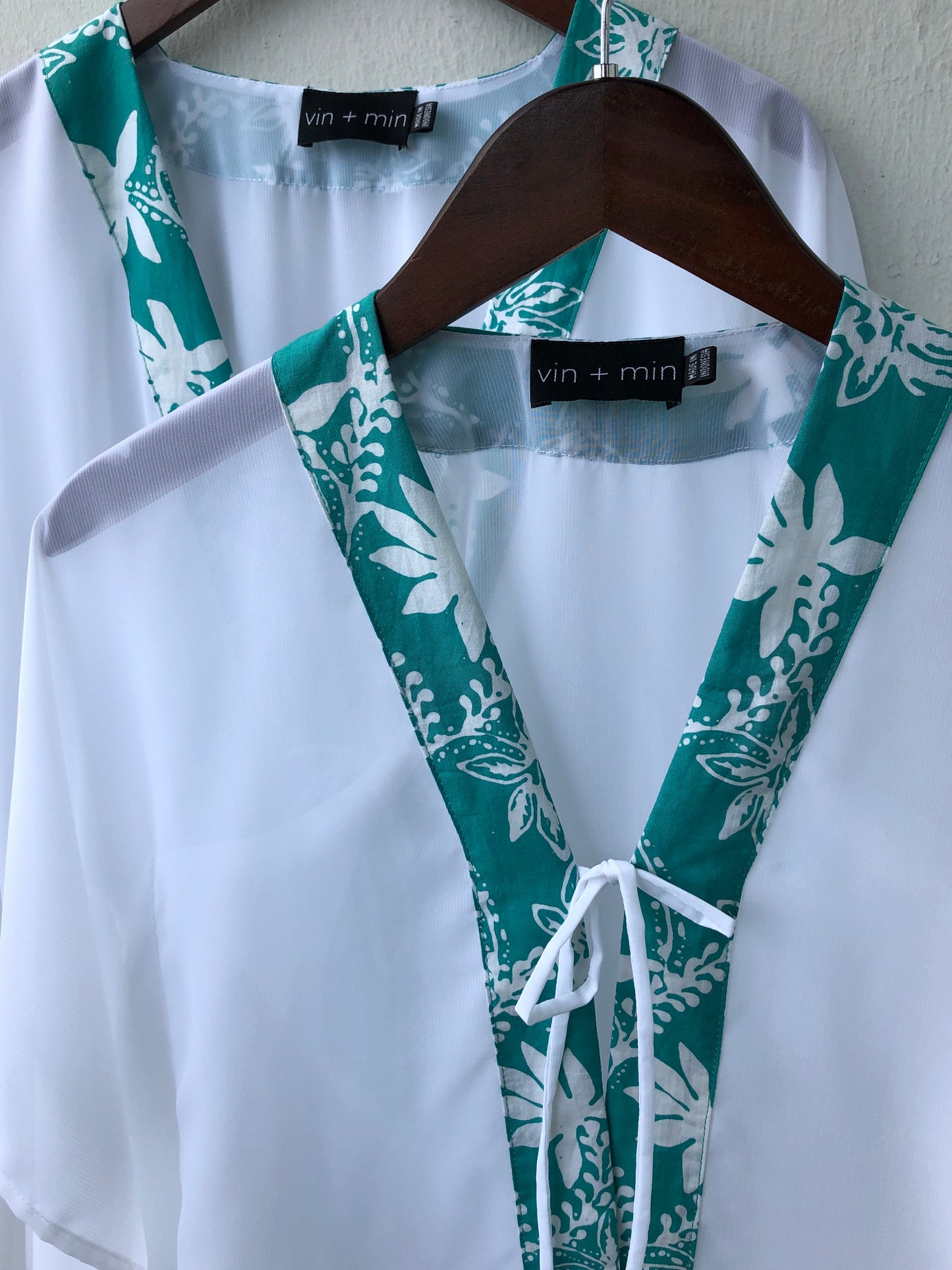 Bali-made girls beach cover-up in shimmering lurex chiffon with vibrant green batik trim, for girls in Dubai