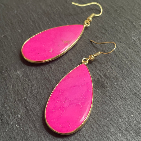 Damara Natural Stone Tear Drop Earrings