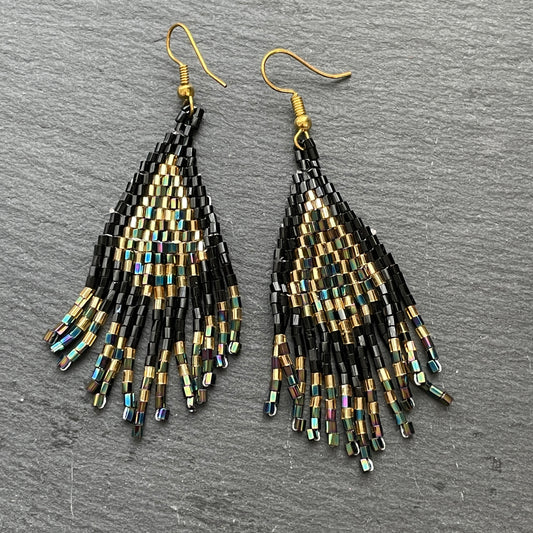 Sakari Black Handmade Beaded Earrings - Mini Size