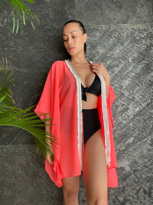 Flowy and lightweight beach kaftan cover up for tropical resort getaways in Dubai and beyond