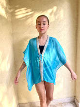 Load image into Gallery viewer, Roxy Blue Sequin Girls’ Beach Kaftan