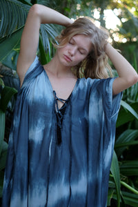 Seraphina Kaftan Dress in Midnight Green Ombre