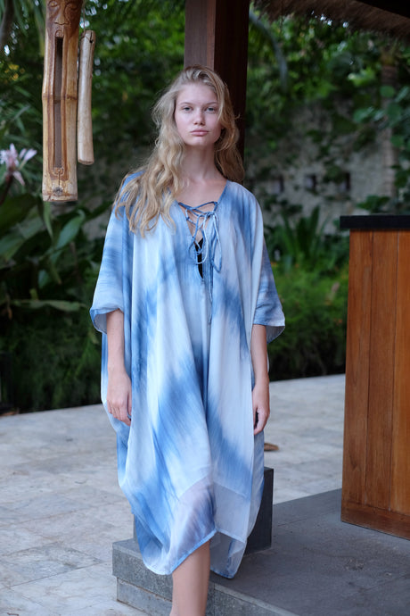 Seraphina Kaftan Dress in Light Blue Ombre