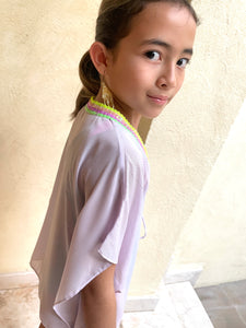 Mischa Light Lilac Purple & Sequin Kids Beach Kaftan