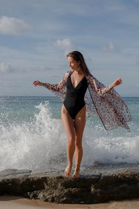 Alina free-size leopard print beach kaftan made from silk chiffon, perfect women's resort wear cover up for beach days and evening outings in Dubai
