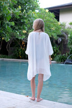 Load image into Gallery viewer, Seraphina Kaftan Dress in White with Gold &amp; Silver Accents