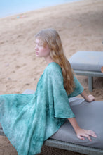 Load image into Gallery viewer, Seraphina Kaftan Dress in Textured Green Abstract Print