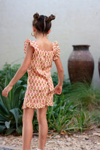 Load image into Gallery viewer, Ella yellow &amp; pink floral indian hand-stamped block print cotton ruffle coord set for girls