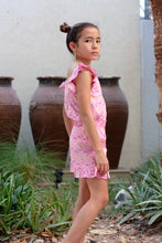 Load image into Gallery viewer, Pink &amp; yellow floral artisan-made Indian block print coord set for girlsPink &amp; yellow floral artisan-made Indian block print coord set for girls