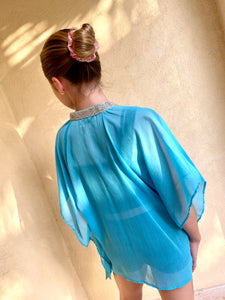 Roxy Blue Sequin Girls’ Beach Kaftan