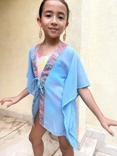 Load image into Gallery viewer, Cahya Powder Blue Batik Kids Beach Kaftan