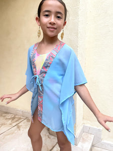 Cahya Powder Blue Batik Kids Beach Kaftan