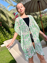 Load image into Gallery viewer, Shamrock green floral long kids beach kaftan