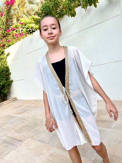 Lumi White Kids Beach Kaftan