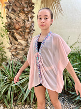 Load image into Gallery viewer, Tween girls peach pink beach kaftan cover up 