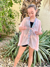 Load image into Gallery viewer, Tween girls peach pink beach kaftan cover up 