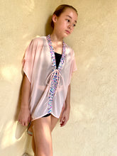 Load image into Gallery viewer, Tween girls peach pink beach kaftan cover up 
