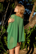 Load image into Gallery viewer, Eco-friendly Women&#39;s Resort Wear in Dubai – Nafeesa Green Beach Kaftan with Gold Bead Trim, modern timeless kaftan cover ups for women in Dubai
