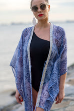Load image into Gallery viewer, Luxury blue snake print beach kaftan for women in Dubai, sustainably made in Bali