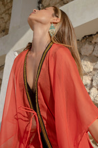 Vin + Min’s Eka beach kaftan cover up, a statement swim cover up piece in luxury beach fashion in Dubai
