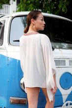 Load image into Gallery viewer, White Sequin Kaftan Beach Cover-Up for Women in Dubai - Unique and exclusive Resort Wear in Dubai

