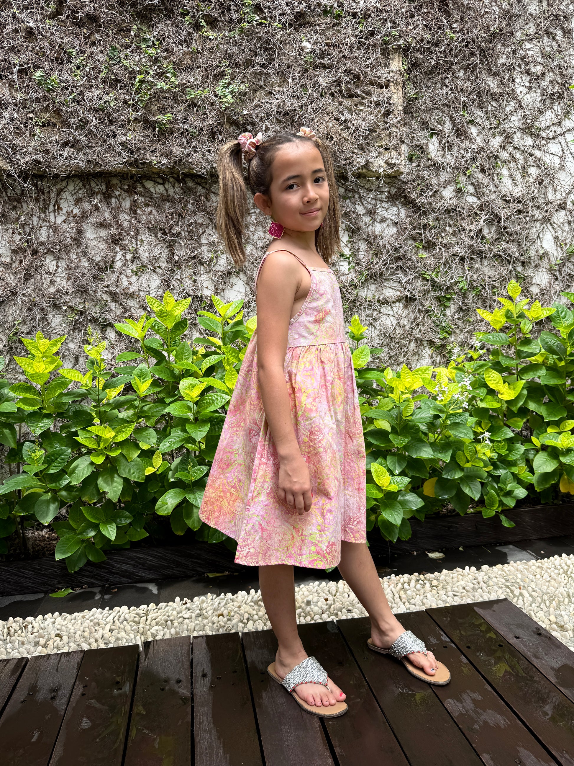 One-of-a-Kind Batik Girls Dress – Sustainable Summer dress for Kids in Dubai made from artisan hand-stamped Indonesian batik from Bali
