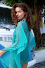 Load image into Gallery viewer, Flowy green beach kaftan cover-up for women for Dubai poolside and beach

