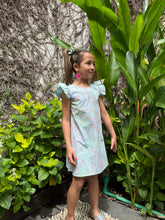 Load image into Gallery viewer, Handmade Tallulah kids batik ruffle sleeve sundress made in Bali – sustainable fashion in Dubai