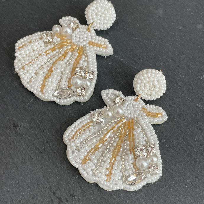 Caspian Handmade Beaded Shell Earrings