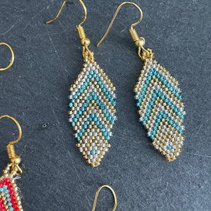 Eni Handmade Beaded Leaf Earrings