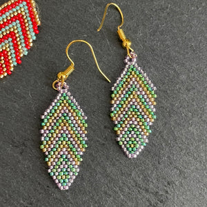 Eni Handmade Beaded Leaf Earrings