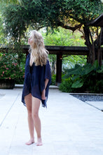 Load image into Gallery viewer, Luxury Navy Blue Beach Kaftan with Hand Embroidery, sustainable beach kaftan made in bali for women in dubai
