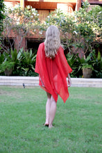 Load image into Gallery viewer, luxury red beach cover up kaftan that&#39;s handmade by artisans in Bali for women in Dubai who are looking for the best beach kaftans in Dubai
