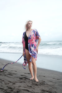 Elea multiway kimono kaftan in Pink Amethyst – handcrafted beachwear for women in Dubai
