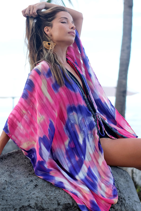 sienna pink amethyst kaftan beachwear for women in dubai lightweight chiffon cover-up

