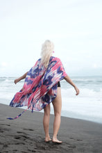Load image into Gallery viewer, Sustainable beach cover-up for women in ombré chiffon with rose gold bead neckline, for sale in Dubai
