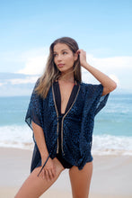 Load image into Gallery viewer, Luxury resort kaftan in teal leopard print for petite women in Dubai looking for best resort wear and modern beach kaftans
