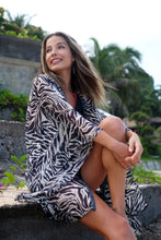 Load image into Gallery viewer, Women&#39;s Amara Zebra Print Silk Chiffon Beach Kaftan Swimsuit Cover-Up, Eco-Friendly Ladies Resort Wear in Dubai