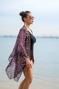 Sacha women's beach kaftan styled for a glamarous day out at Dubai’s beautiful beaches, sustainable beachwear made in Bali
