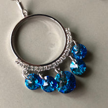Load image into Gallery viewer, Biyu blue Swarovski crystal dangle earrings on sterling silver