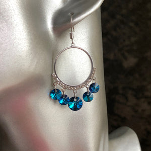 Biyu blue Swarovski crystal dangle earrings on sterling silver