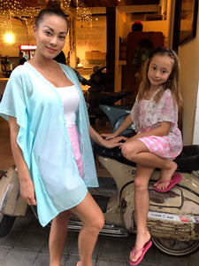 Adrianna pastel mint with beaded trimmed women's beachwear beach kaftan